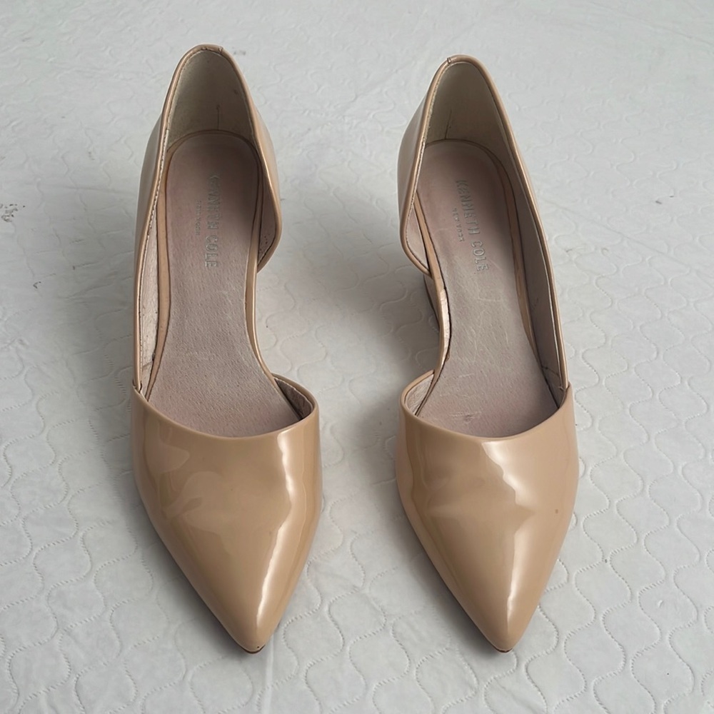 Kenneth Cole Le Wedge D’orsay Beige Patent Leather Pumps